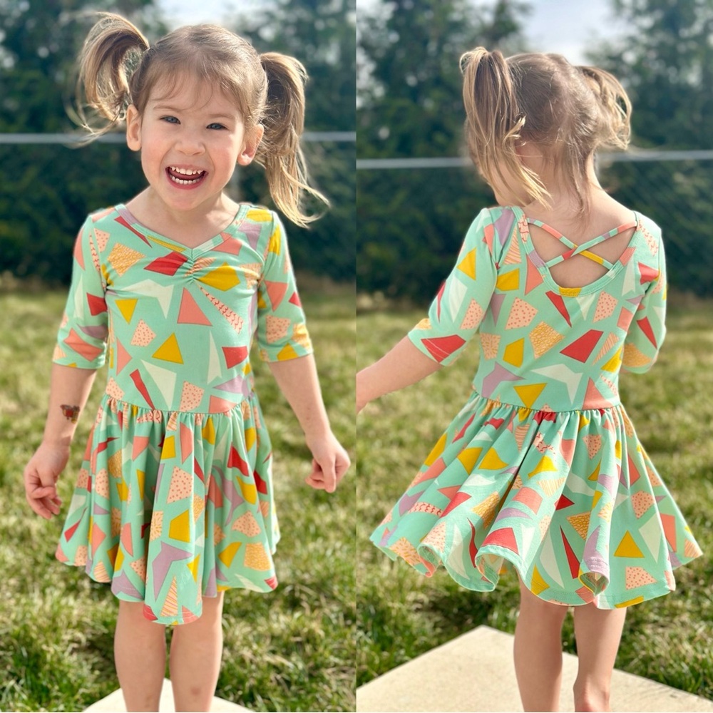 Dot Dot Smile | Ballerina Dress Geometric Mint | Size 2T